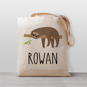 Sloth Personalized Tote Bag, perfect for daycare or preschool, personalized with your child's name, suitable for a boy or girl - gender neutral