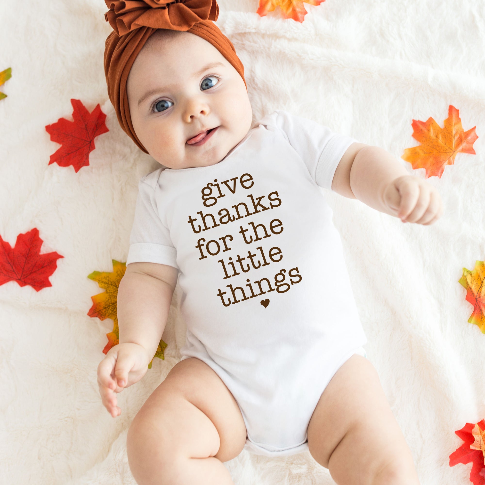 Thanksgiving onesie "Give Thanks for the little things" long sleeved