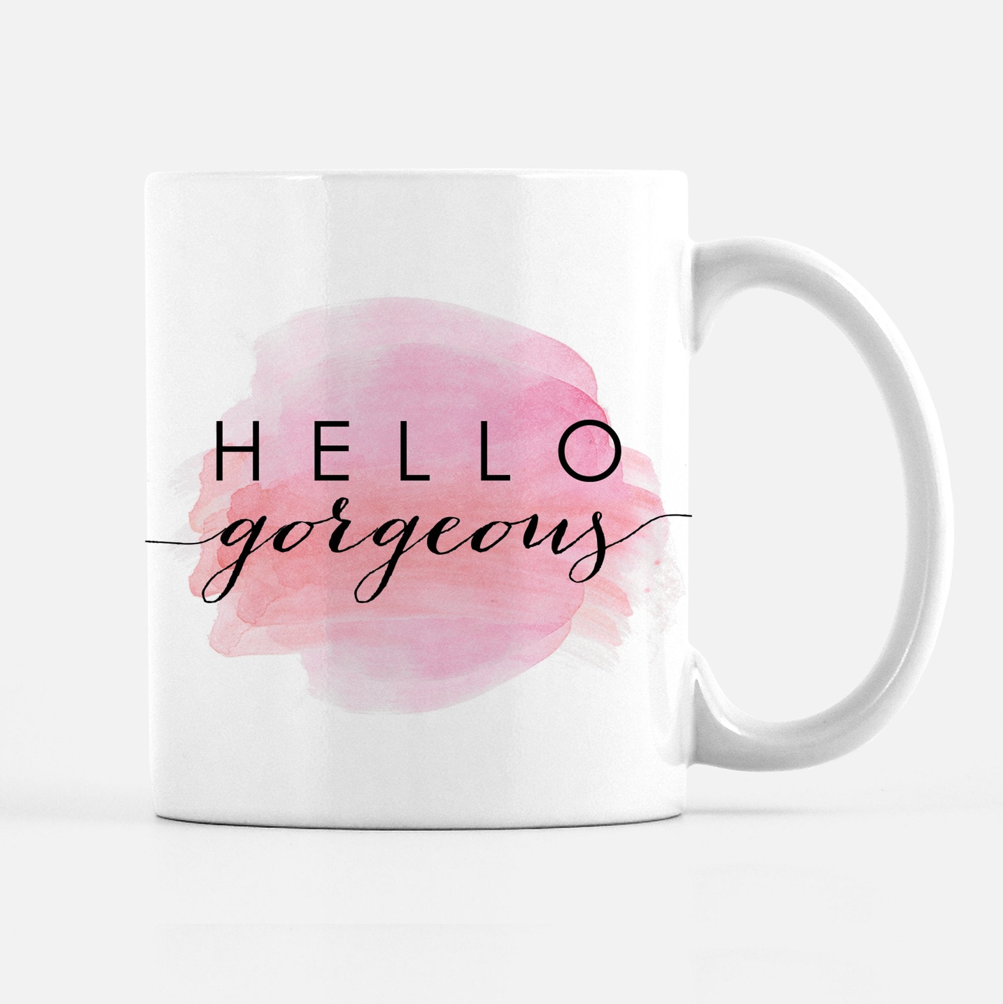 Hello Lovely Coffee Mug for Women - Cute Rose Pink and Gold Cups