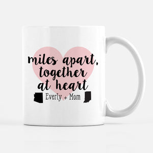 Miles Apart, Together at Heart Personalized Mug, PIPSY.COM
