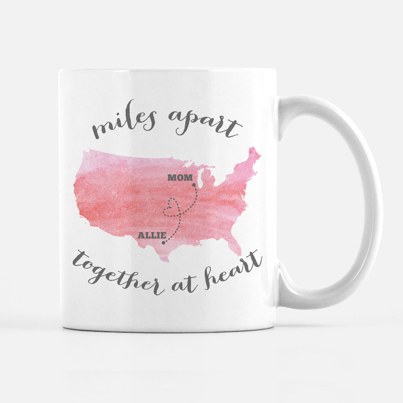 Watercolor Miles Apart together at Heart Mug, PIPSY.COM