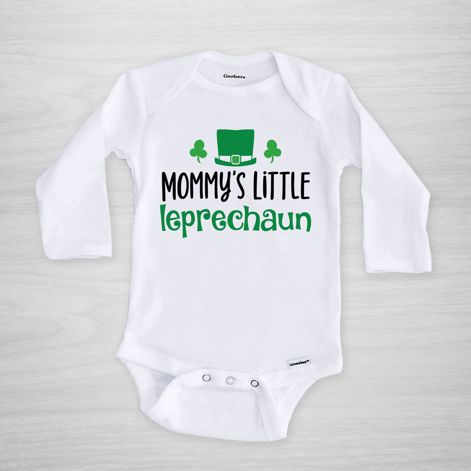 St. Patrick's Day Onesie, "Mommy's Little Leprechaun", Genuine Gerber Onesies®, Short Sleeved