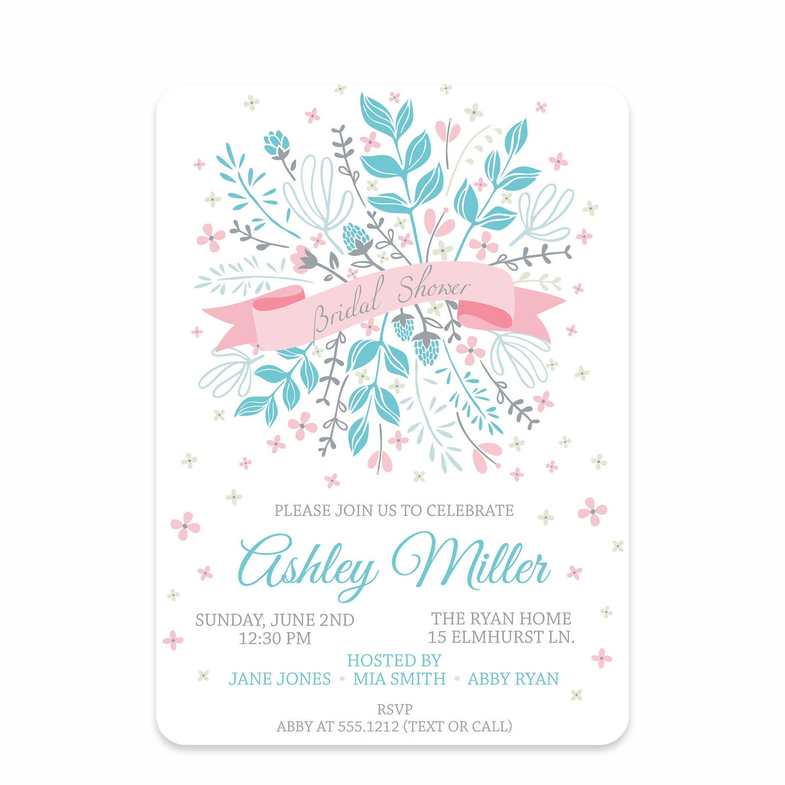 Floral Ribbon Bridal Shower Invitation