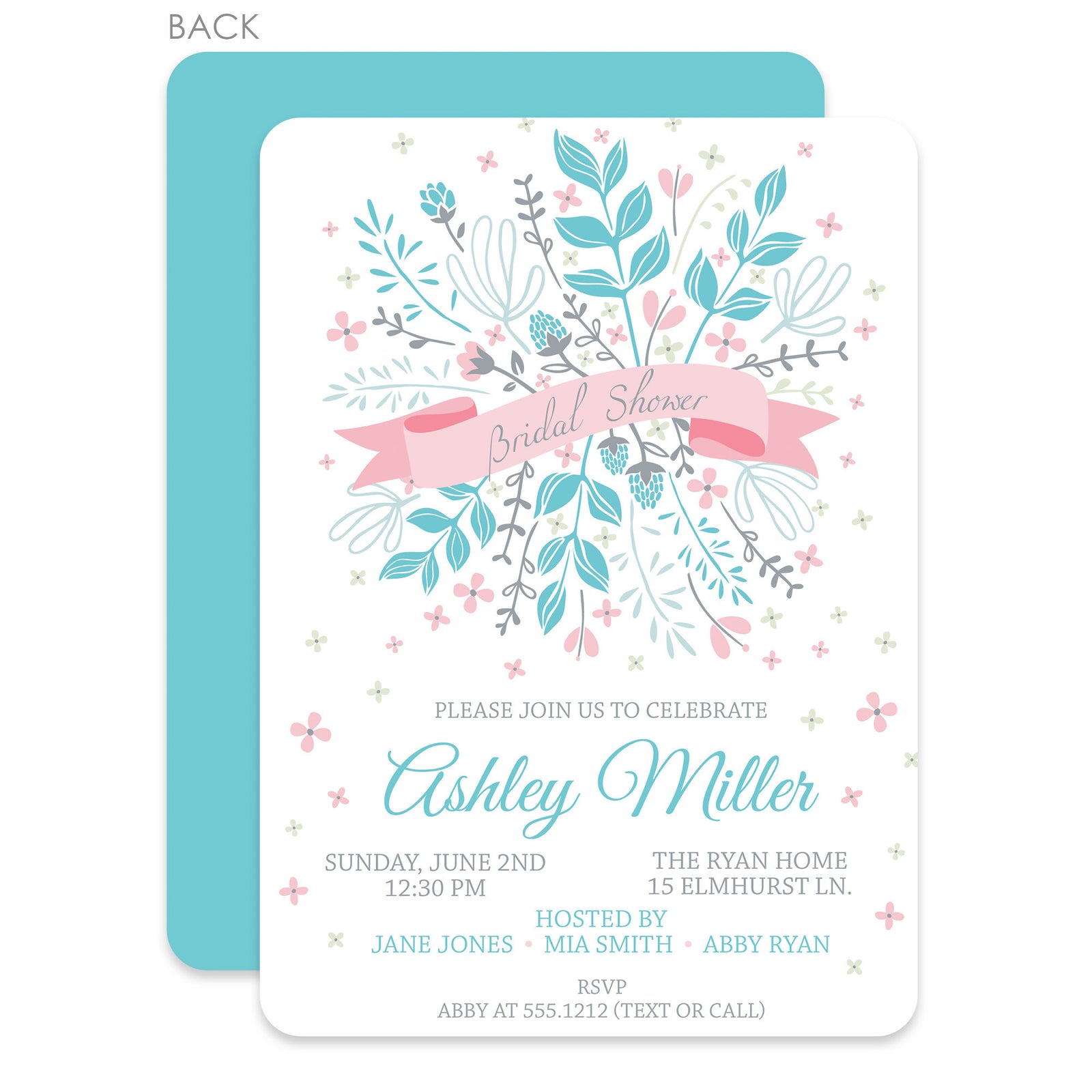 Floral Ribbon Bridal Shower Invitation