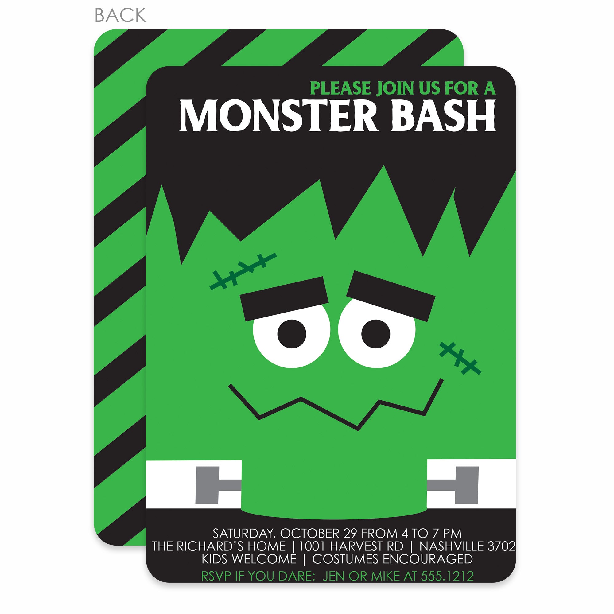 Frankenstein Halloween Invitation | Printed Cardstock | PIPSY.COM
