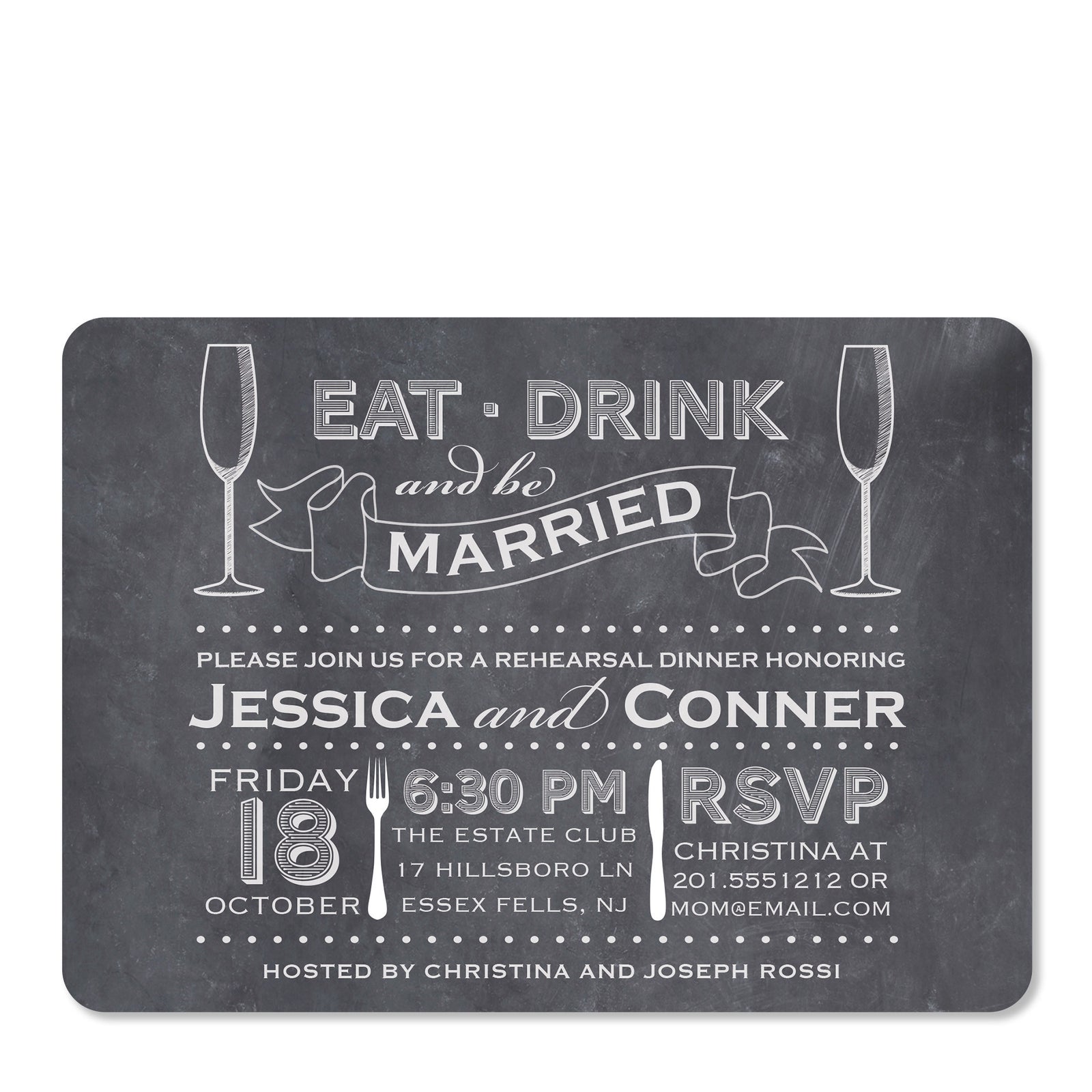 Chalkboard Rehearsal Dinner Invitation