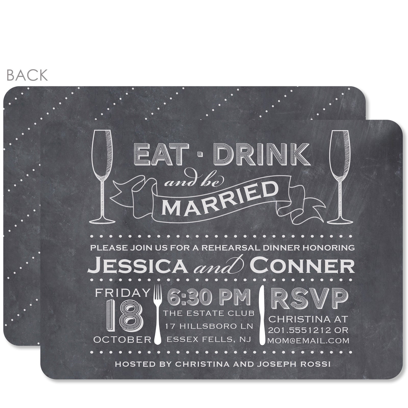Chalkboard Rehearsal Dinner Invitation