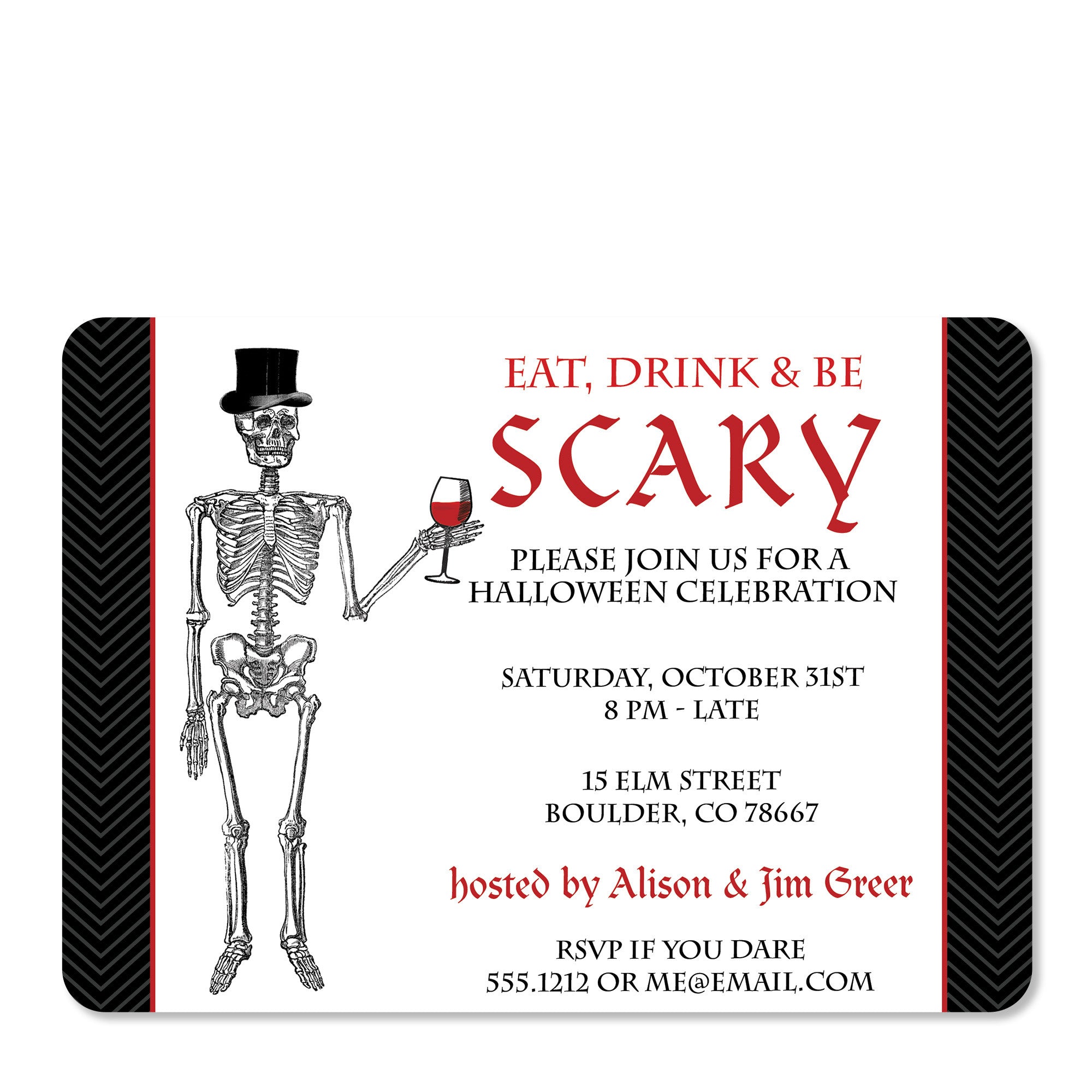 Eat, Drink And Be Scary Halloween Invitation (Printed)
