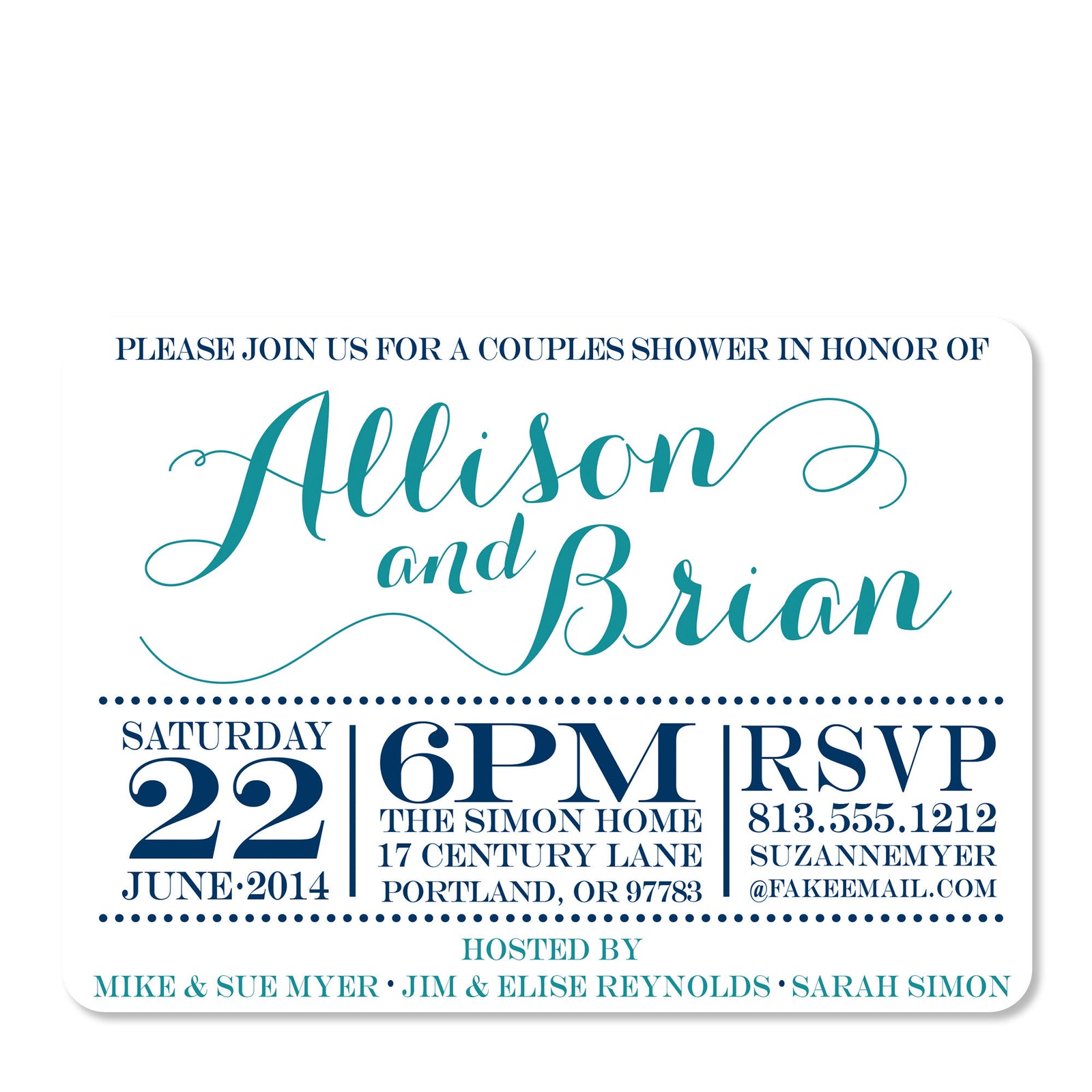 Elegant Script Couples Bridal Shower Invitation