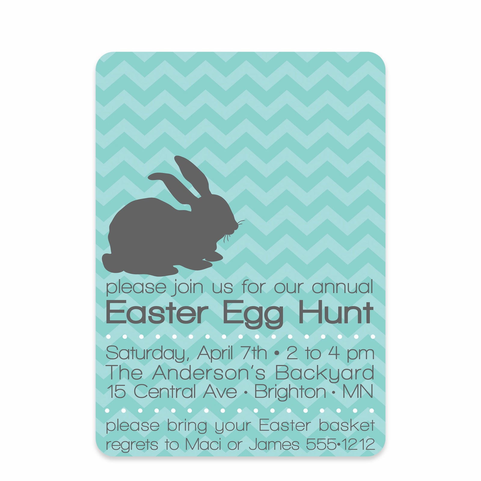 Aqua Chevron Easter Invitation