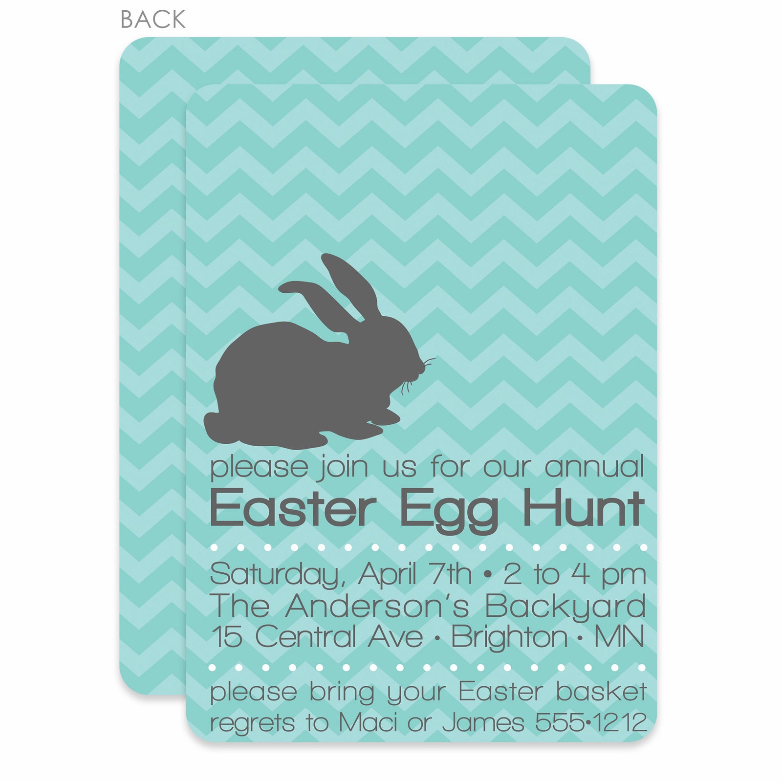 Aqua Chevron Easter Invitation