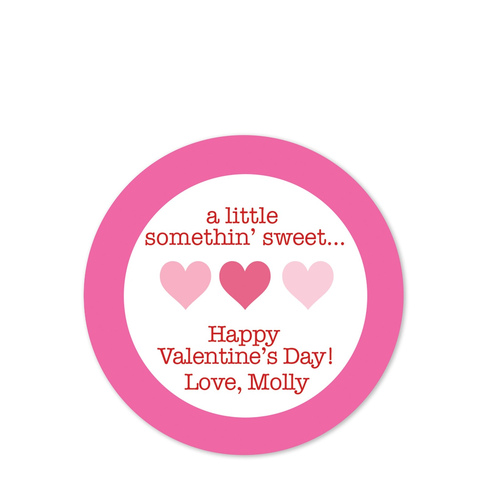 Valentine Class Sticker "a little somethin' sweet"| 2.5" Round Valentine's Day Sticker for candy bag | Classroom Party | Personalized stickers | PIPSY.COM