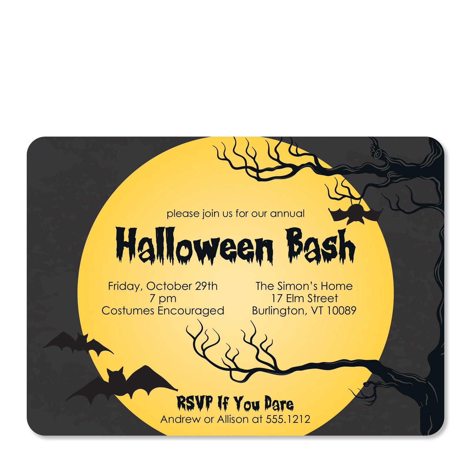 Full Moon Halloween Invitation | PIPSY.COM