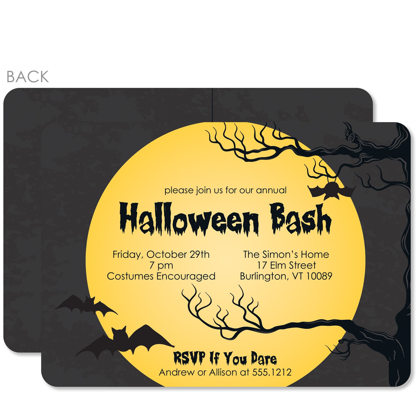Full Moon Halloween Invitation | PIPSY.COM