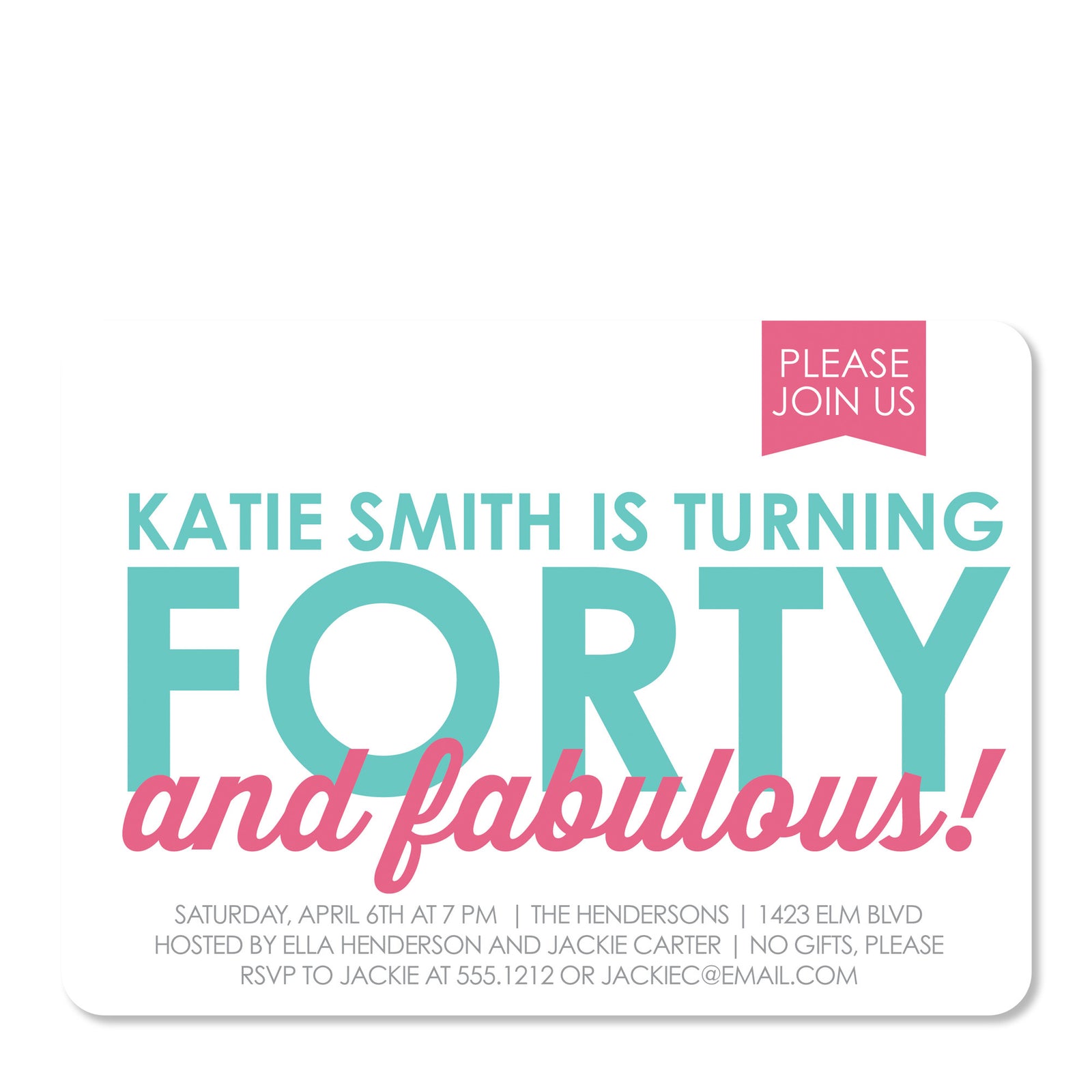 40 & Fabulous Party Birthday Invitation | Swanky Press | Adult Parties