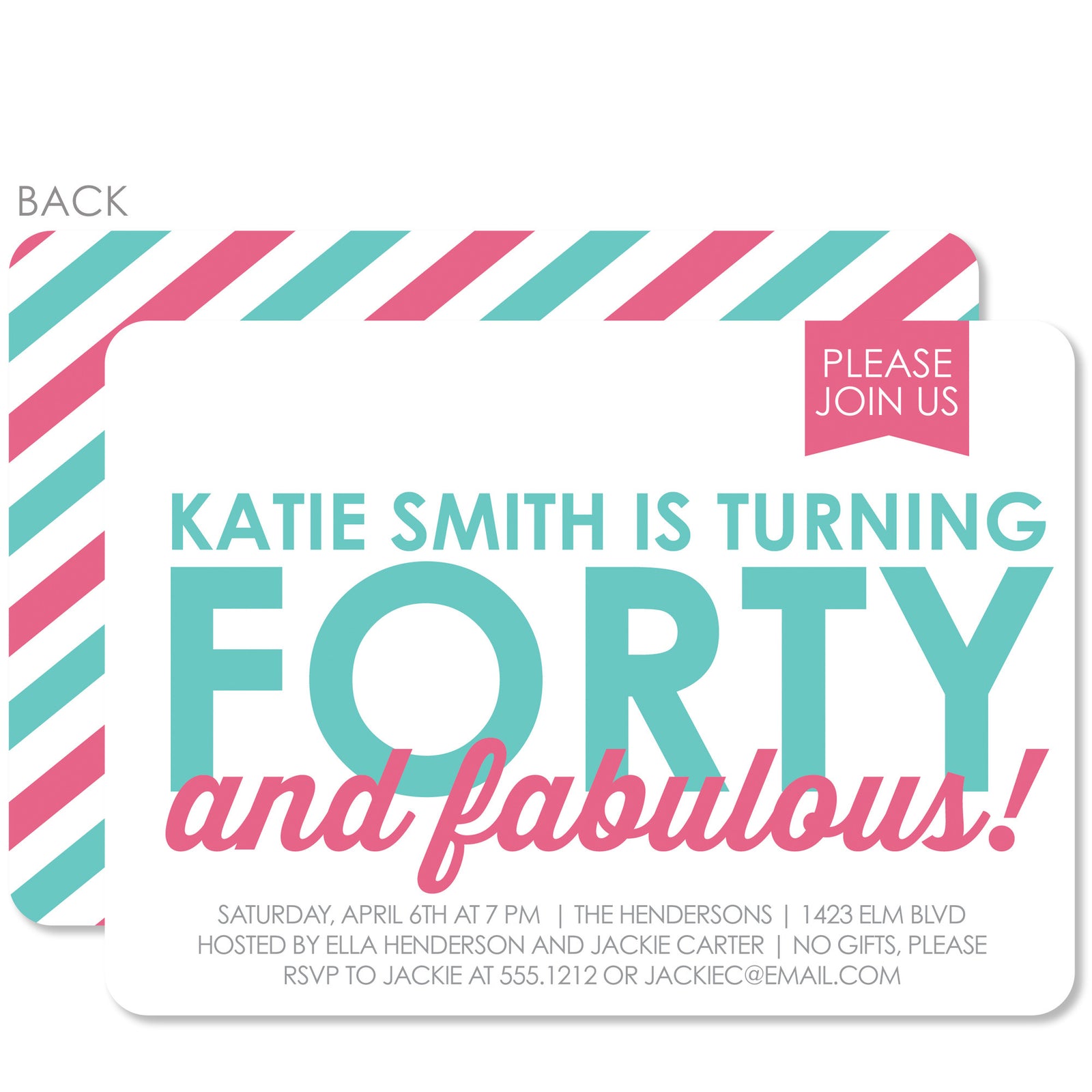40 & Fabulous Party Birthday Invitation | Swanky Press | Adult Parties