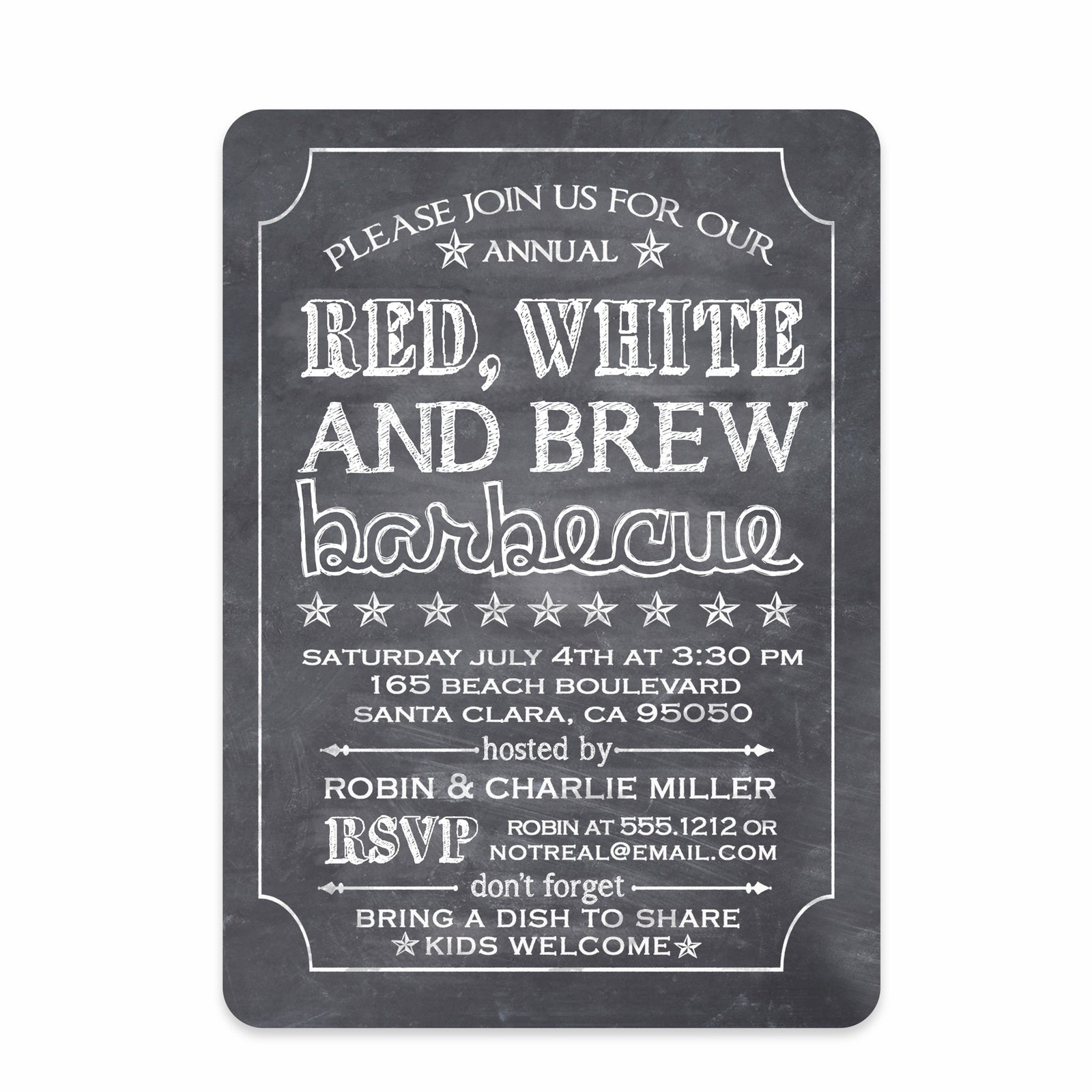 4th of July Invitation, Chalkboard, Red, White and Brew, PIPSY.COM