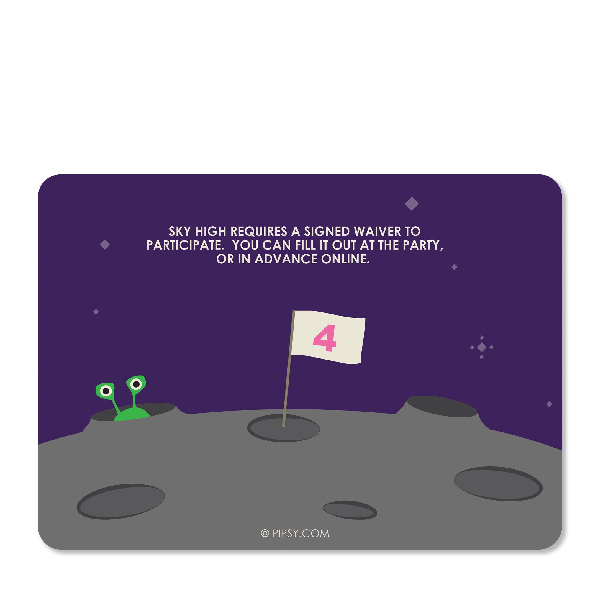 Astronaut Birthday Invitation (Purple) | Pipsy.com (back view)