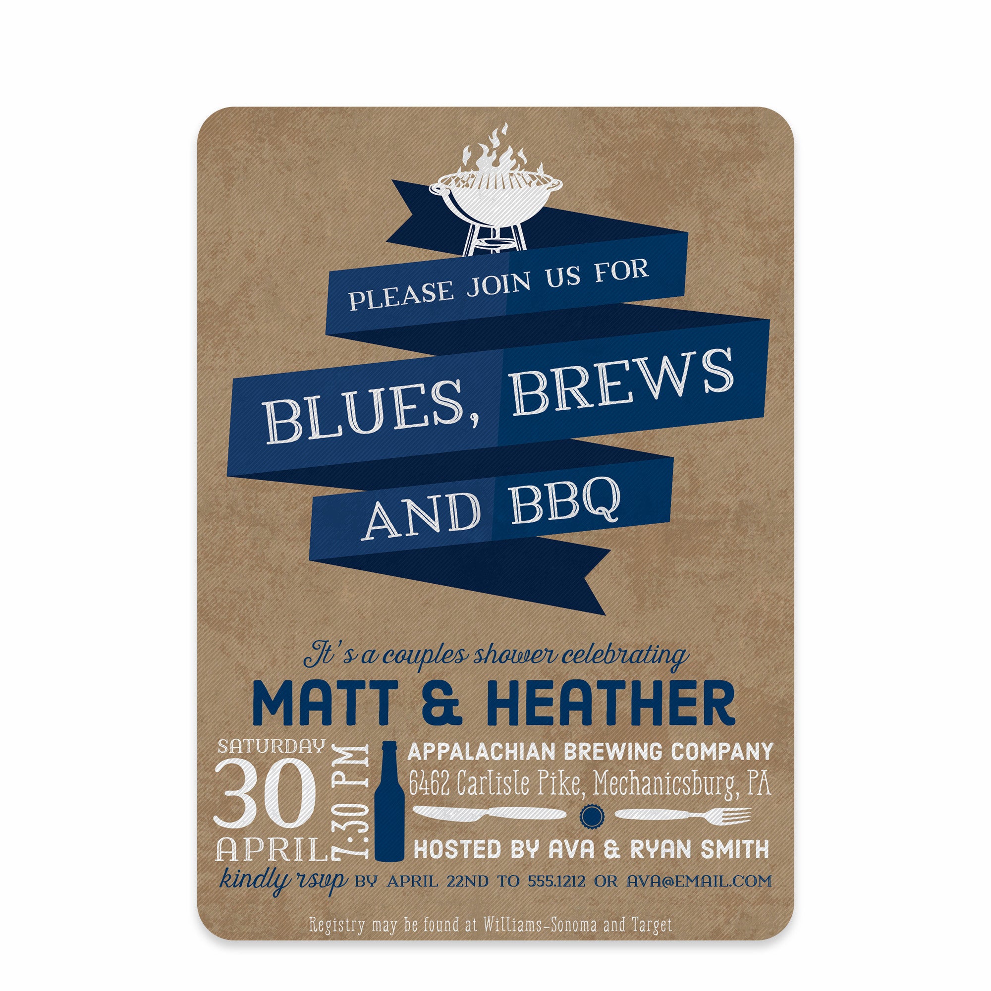 Blues, Brews, And Bbq Couples Shower Invitation