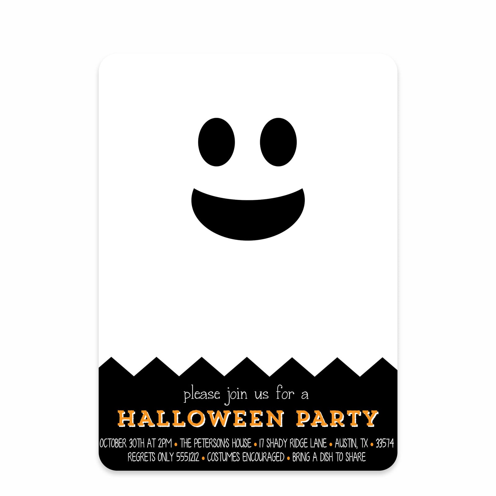 Modern ghost Halloween invitation | Pipsy.com