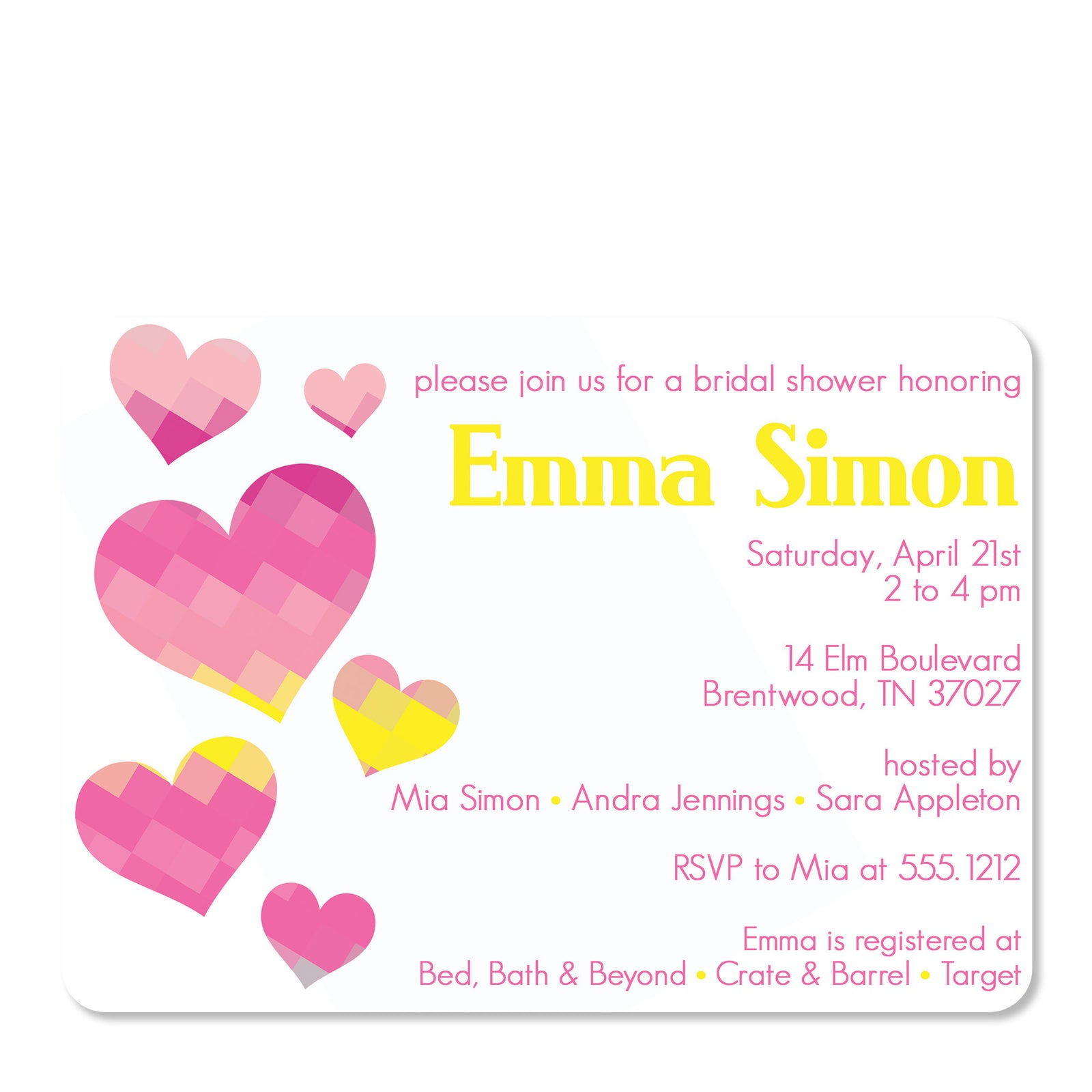 Pixel Hearts Bridal Shower Invitation