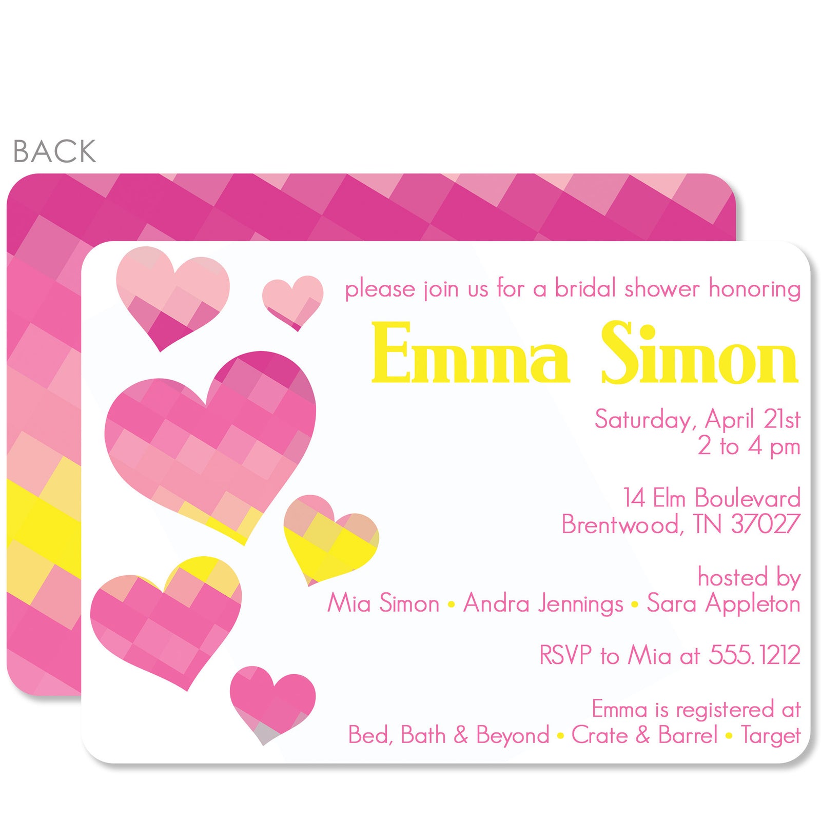 Pixel Hearts Bridal Shower Invitation