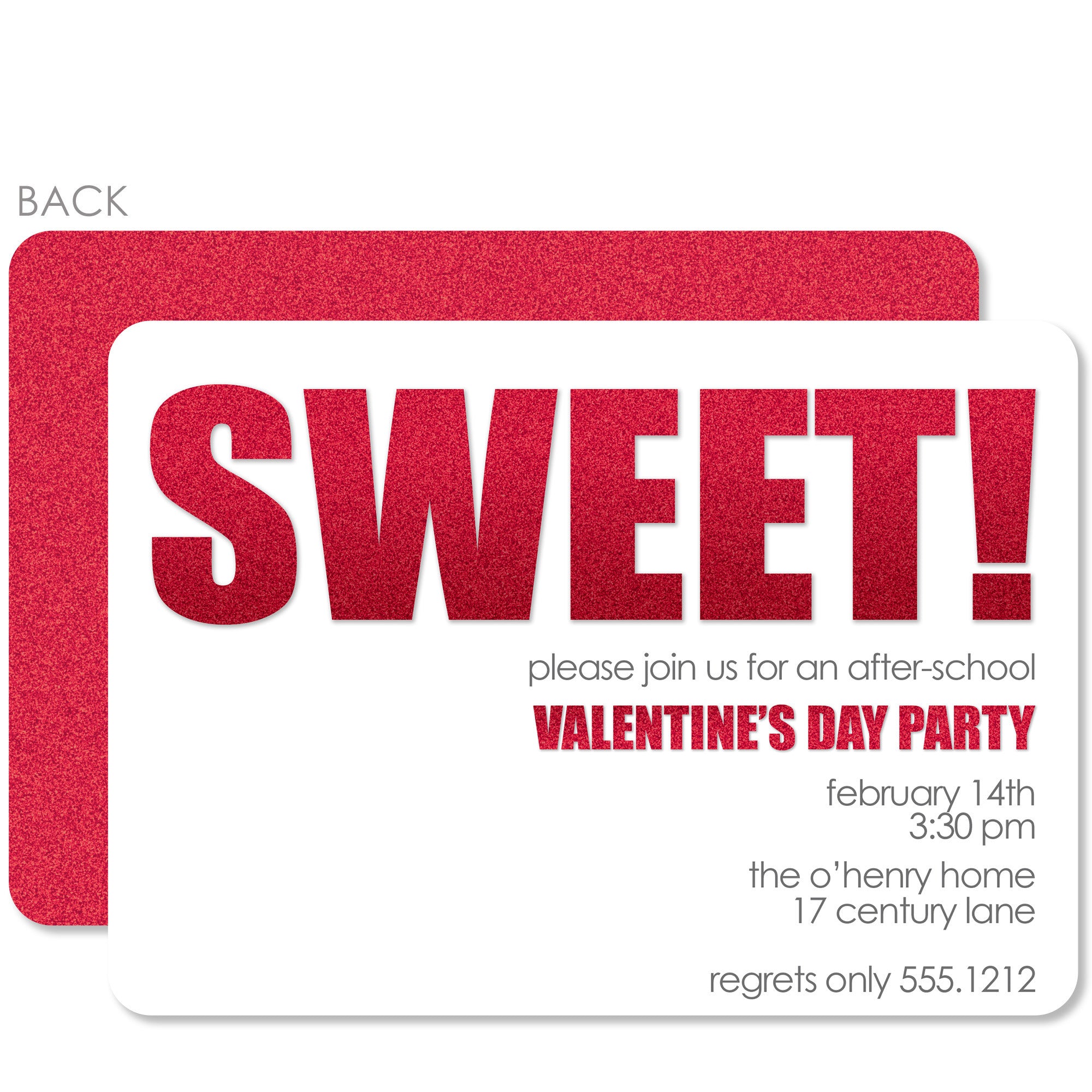 Sweet! Valentine's Day Invitation, Glitter Design, Heavyweight Cardstock, PIPSY.COM