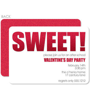 Sweet! Valentine's Day Invitation, Glitter Design, Heavyweight Cardstock, PIPSY.COM