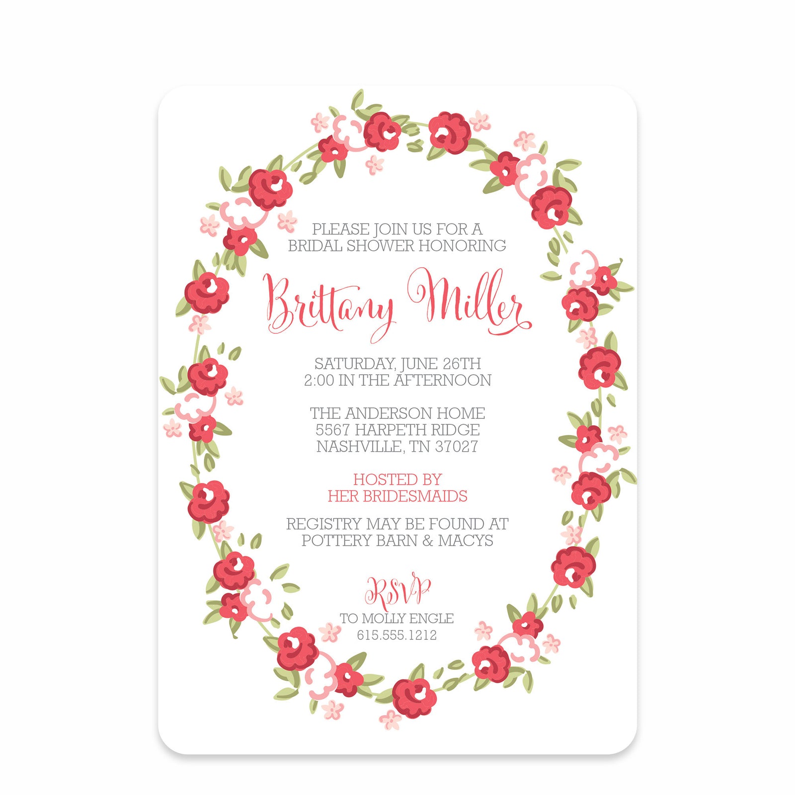 Sweet Roses Bridal Shower Invitation