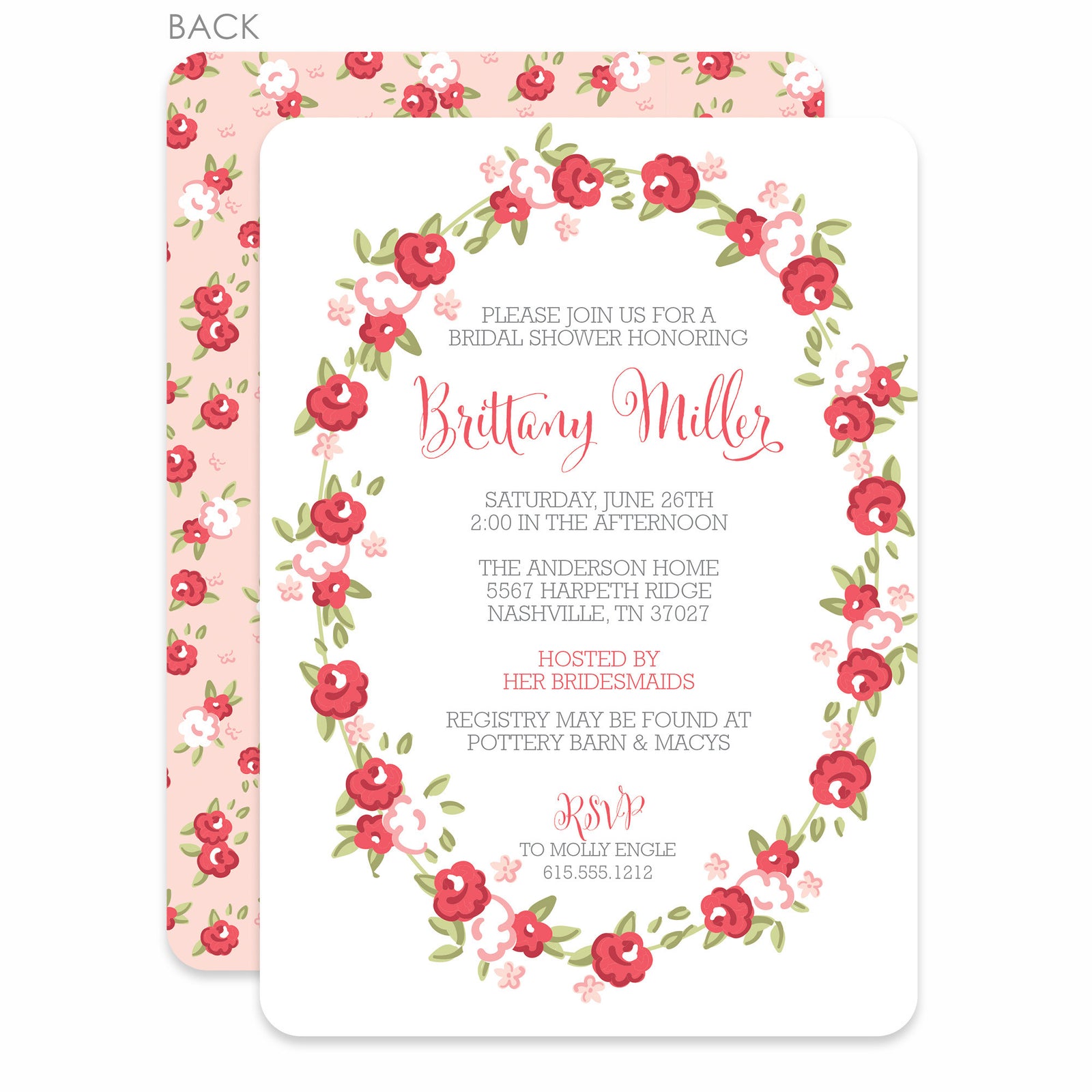 Sweet Roses Bridal Shower Invitation