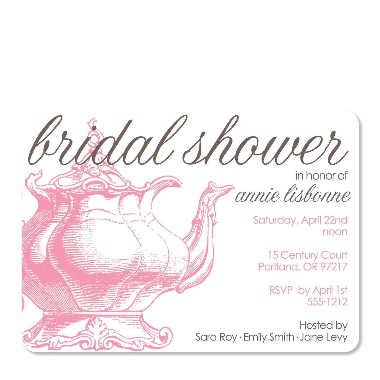 Vintage Teapot Bridal Shower Invitation