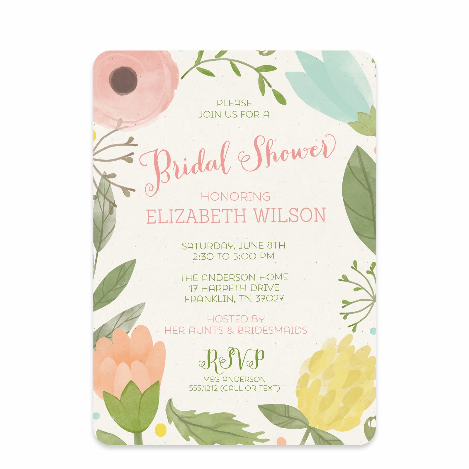 Watercolor Garden Bridal Shower Invitation