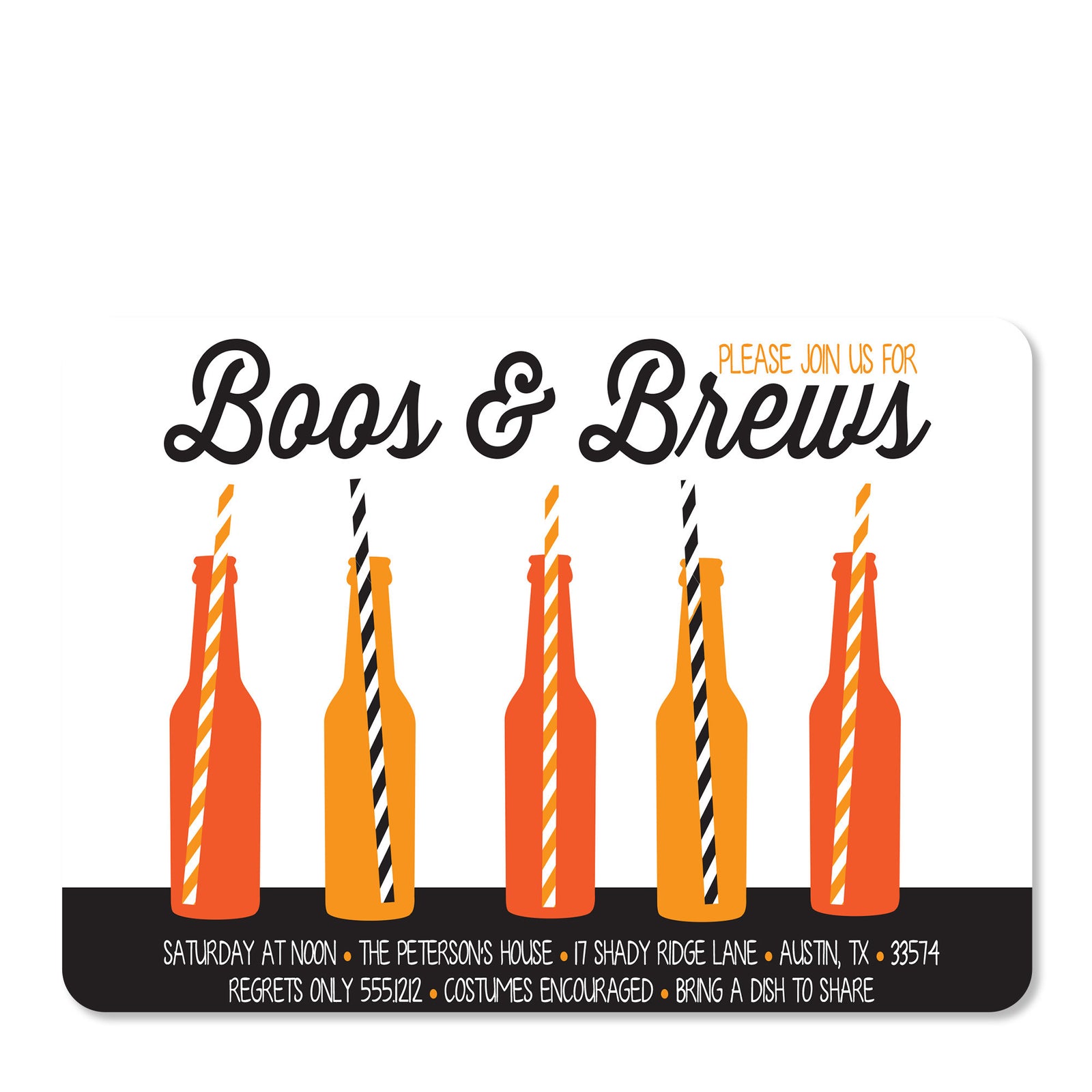 Boos and Brews Halloween Invitations | Beer Bottles with Straws | PIPSY.COM