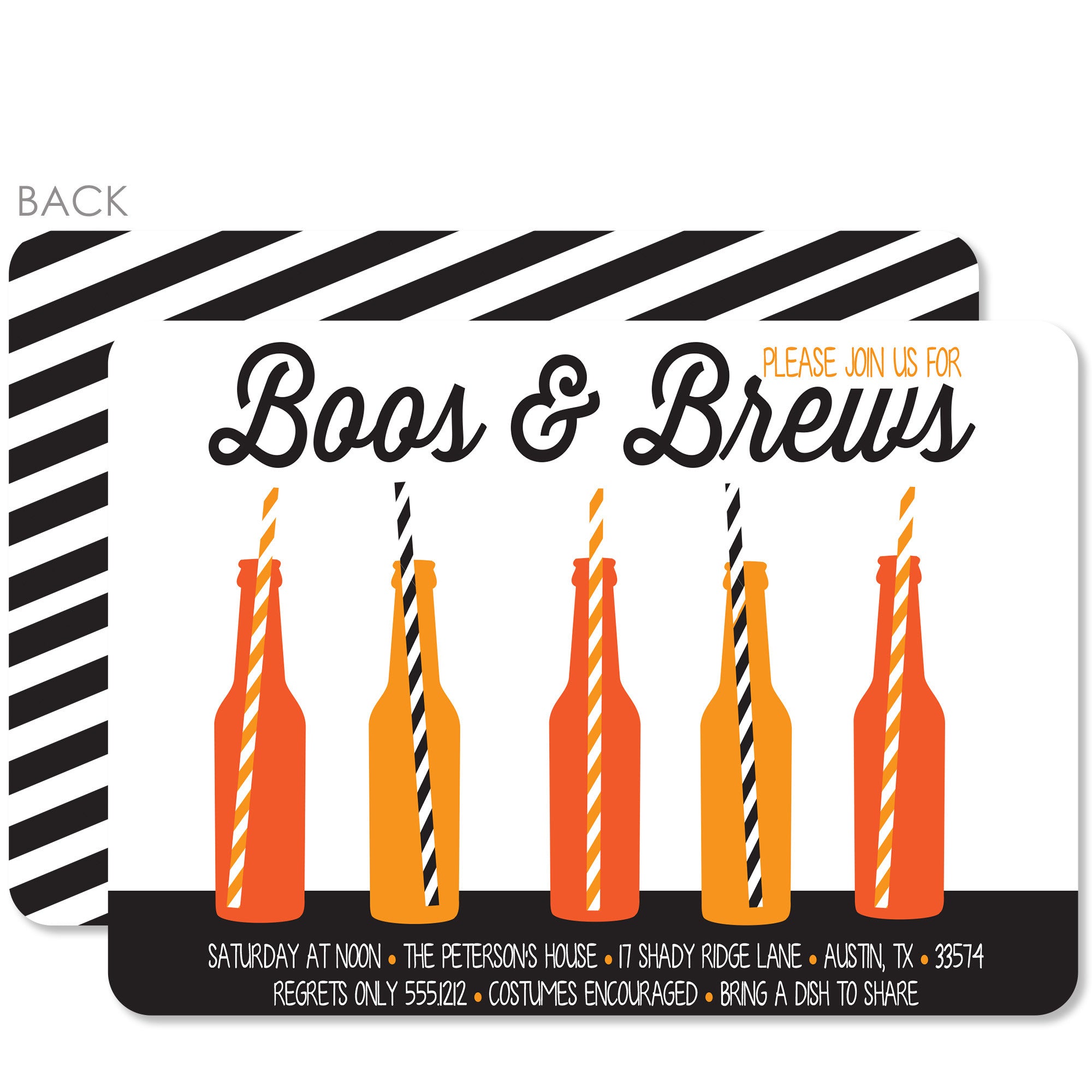 Boos and Brews Halloween Invitations | Beer Bottles with Straws | PIPSY.COM