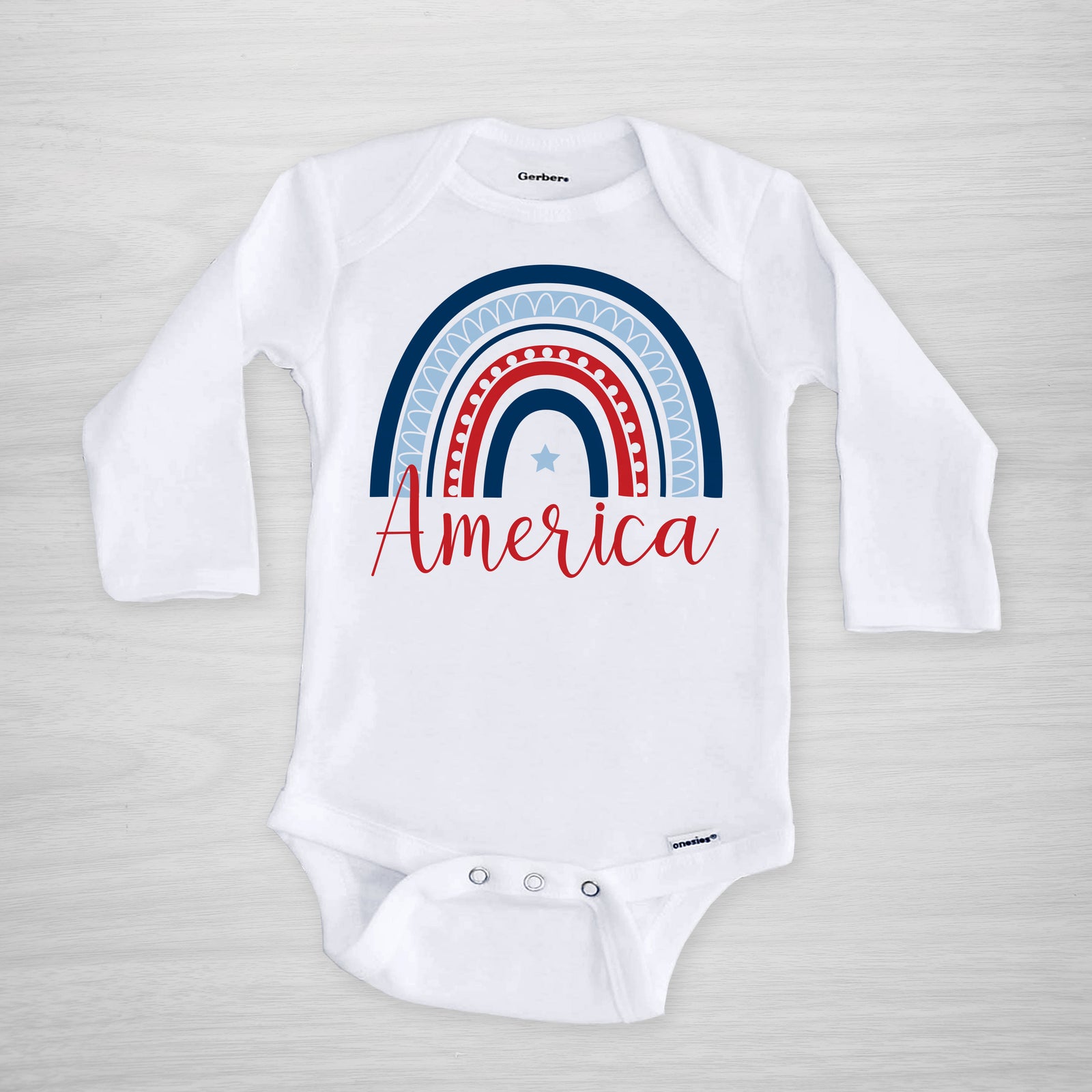 America Modern Rainbow Onesie short sleeved, 4th of July