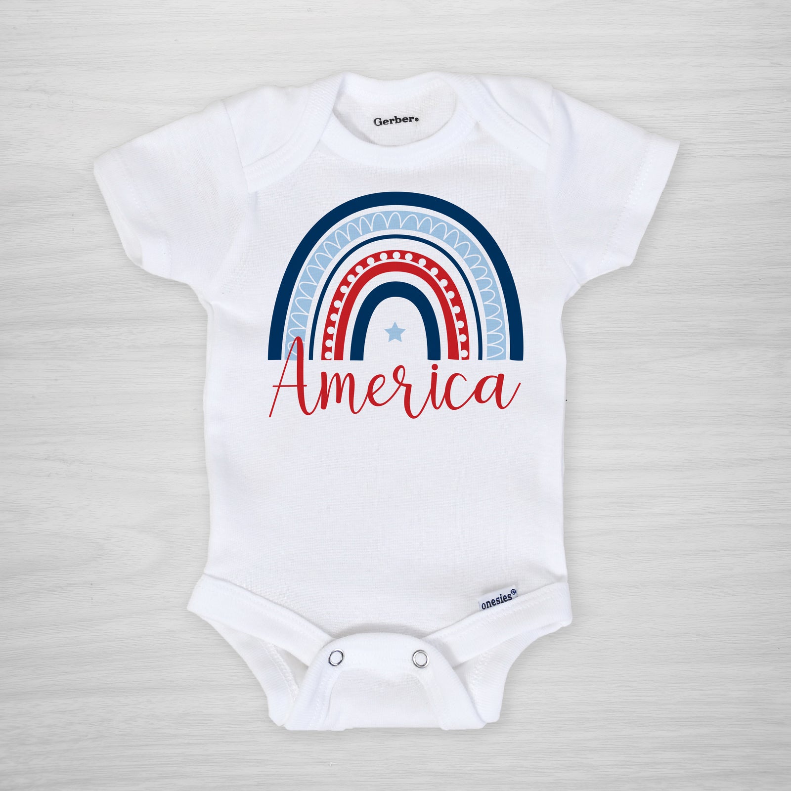 America Modern Rainbow Onesie short sleeved, 4th of July