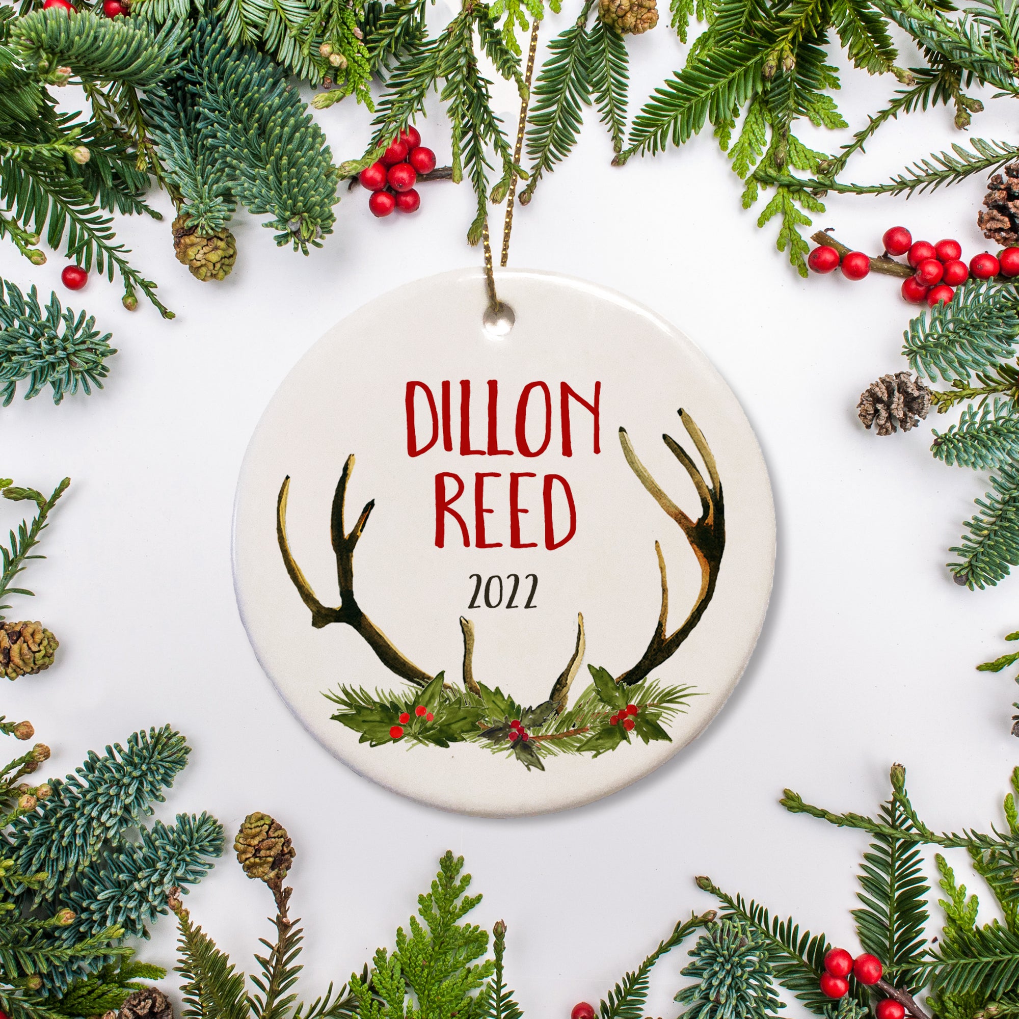 Deer Antlers personalized Christmas Ornament | Pipsy.com