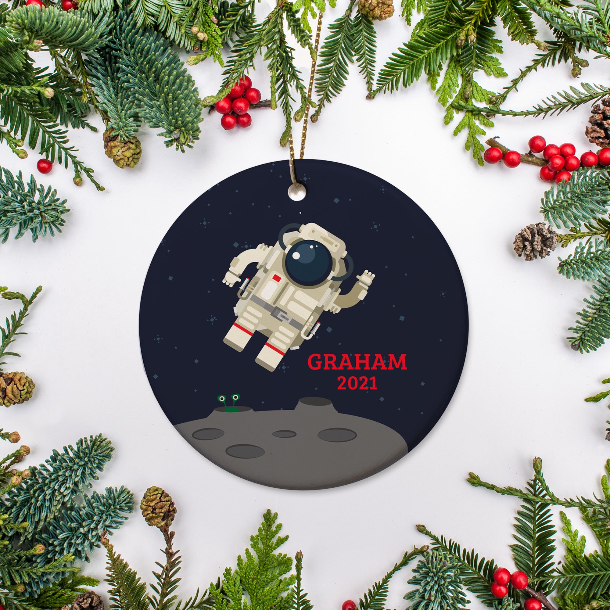 Astronaut in Space Personalized Christmas Ornament | Pipsy.com