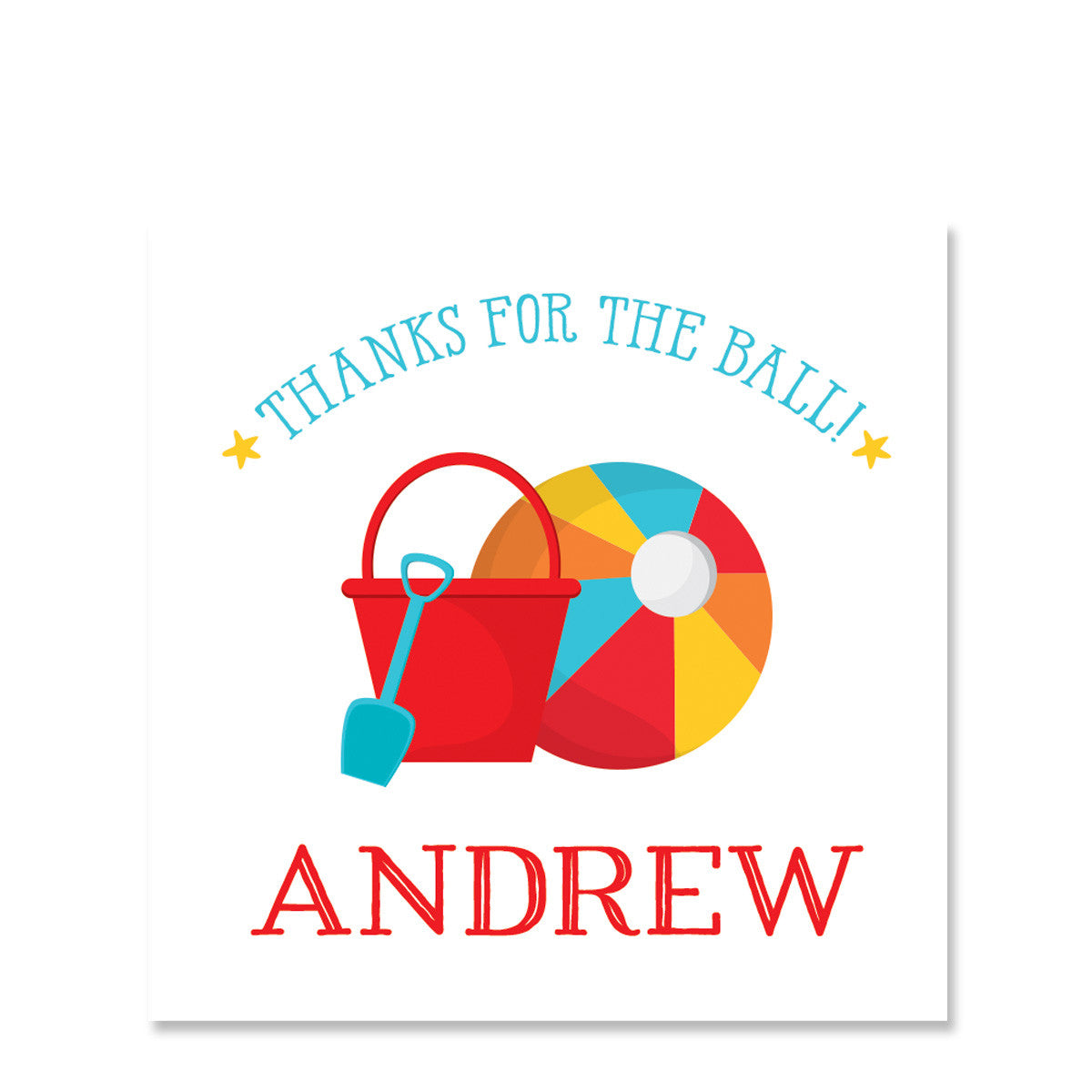 Beach Ball Party Square Favor Stickers (Printed)
