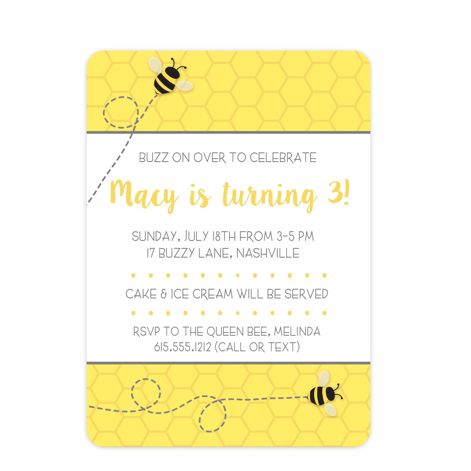 Bumble Bee Birthday Invitation, Pipsy.com
