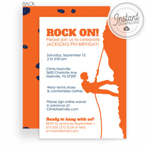 Boy Rock Climbing Birthday Invitation | DIY Instant Download | Templett Invitation | PIPSY.COM