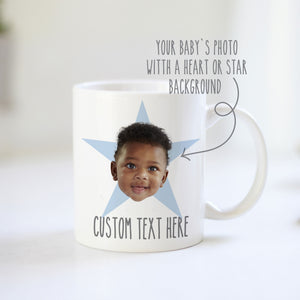 baby face custom photo mug from Pipsy.com (boy with blue star))