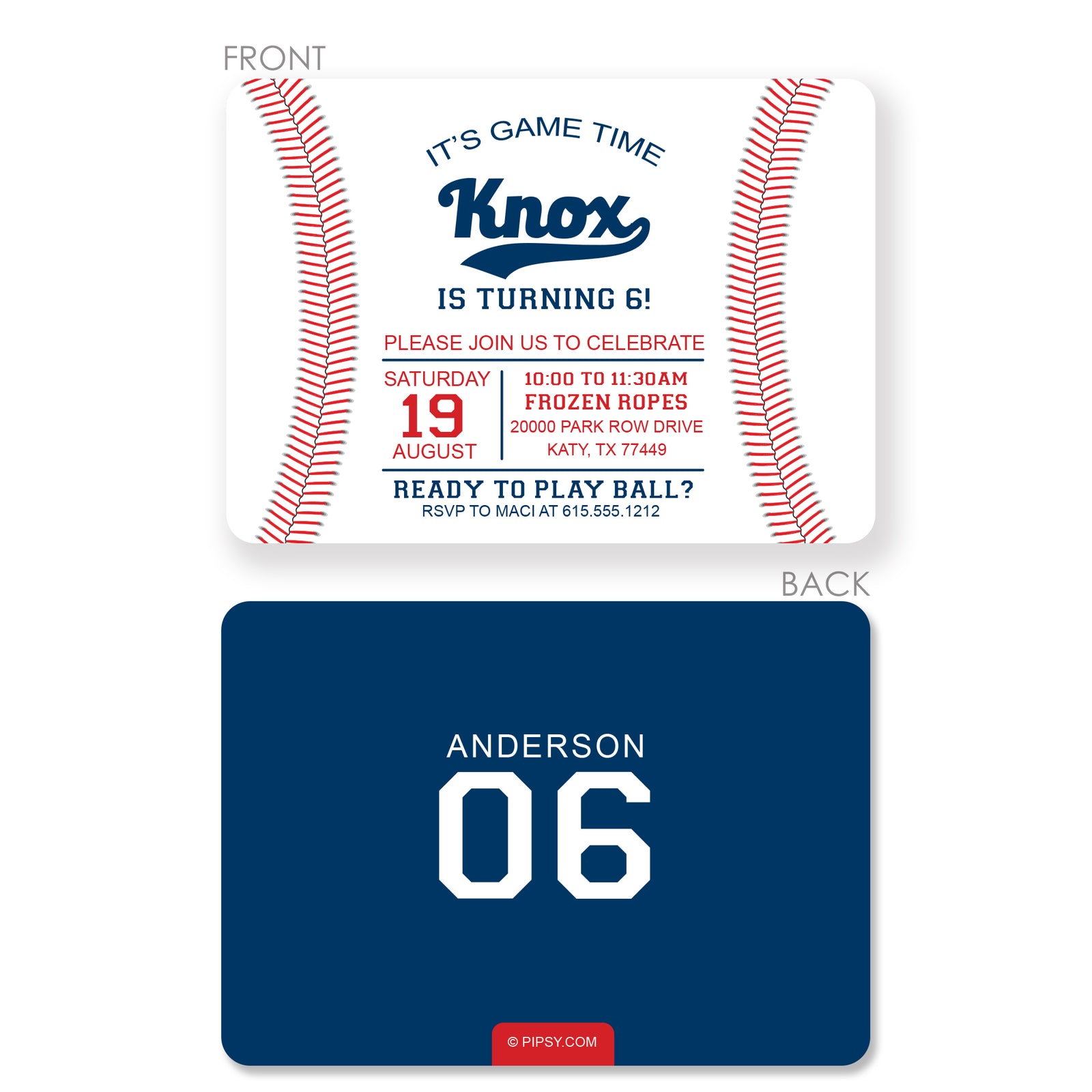 Baseball Birthday Invitation, Premium Printed Cardstock, Pipsy.com