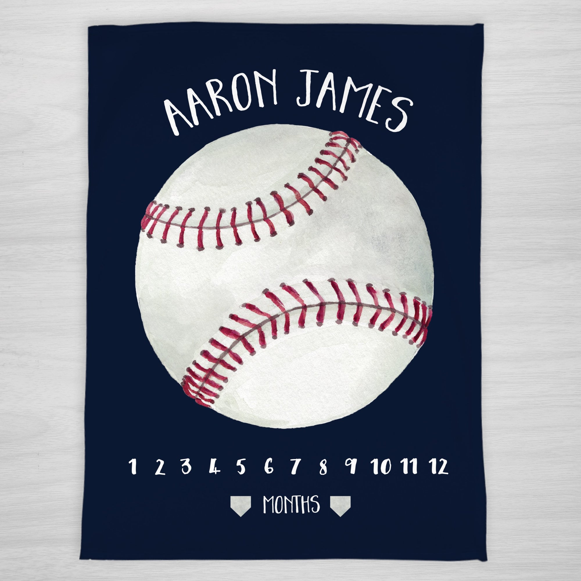 Baseball Milestone Baby Blanket, Personalized and you can choose your background color to match your favorite team
