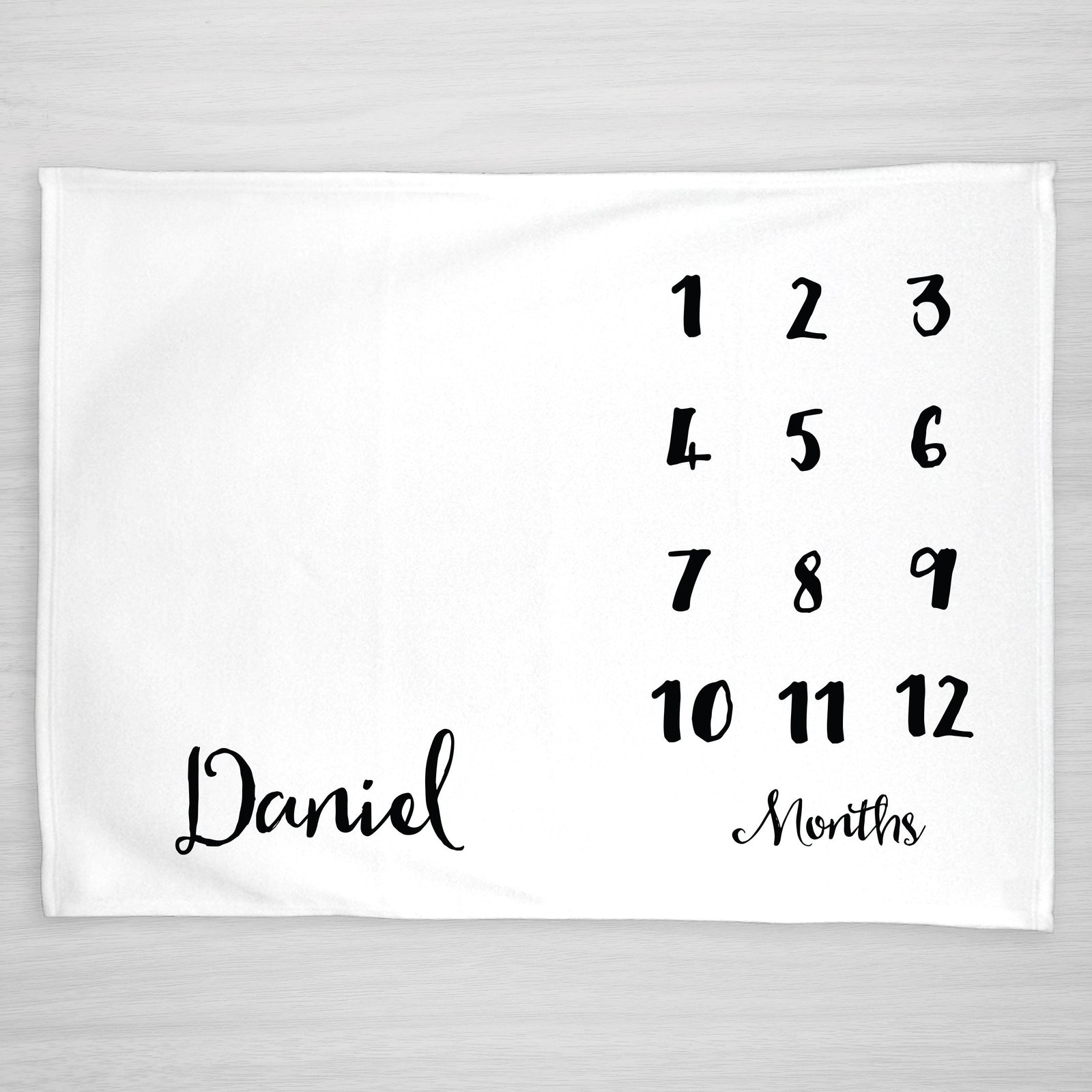 Classic Personalized Baby Milestone Blanket, Gender Neutral perfect for a boy or girl. Choose any color for the text