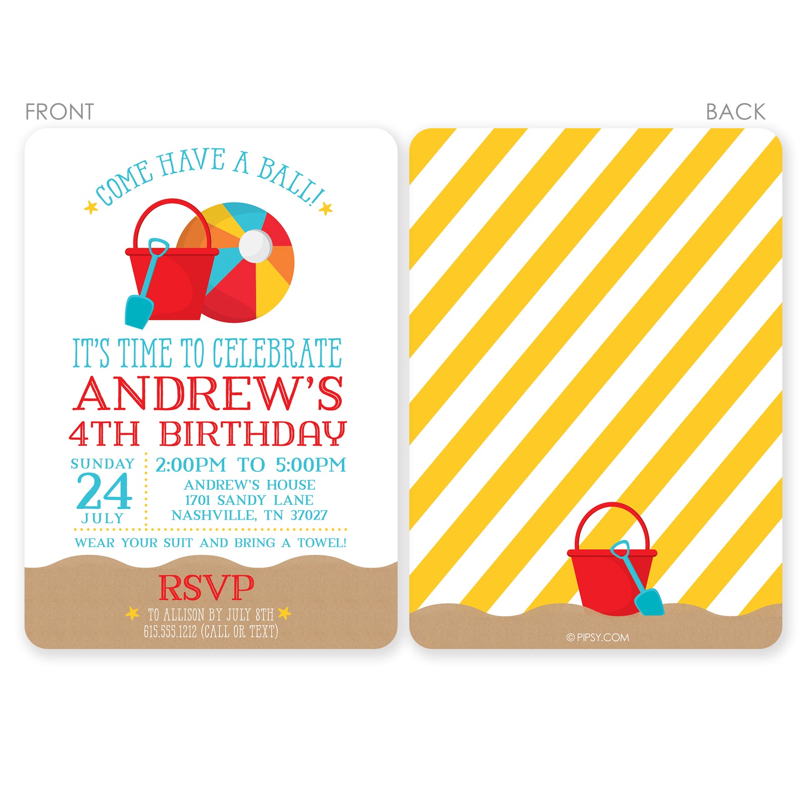 Beach Ball Birthday Invitations | Pipsy.com