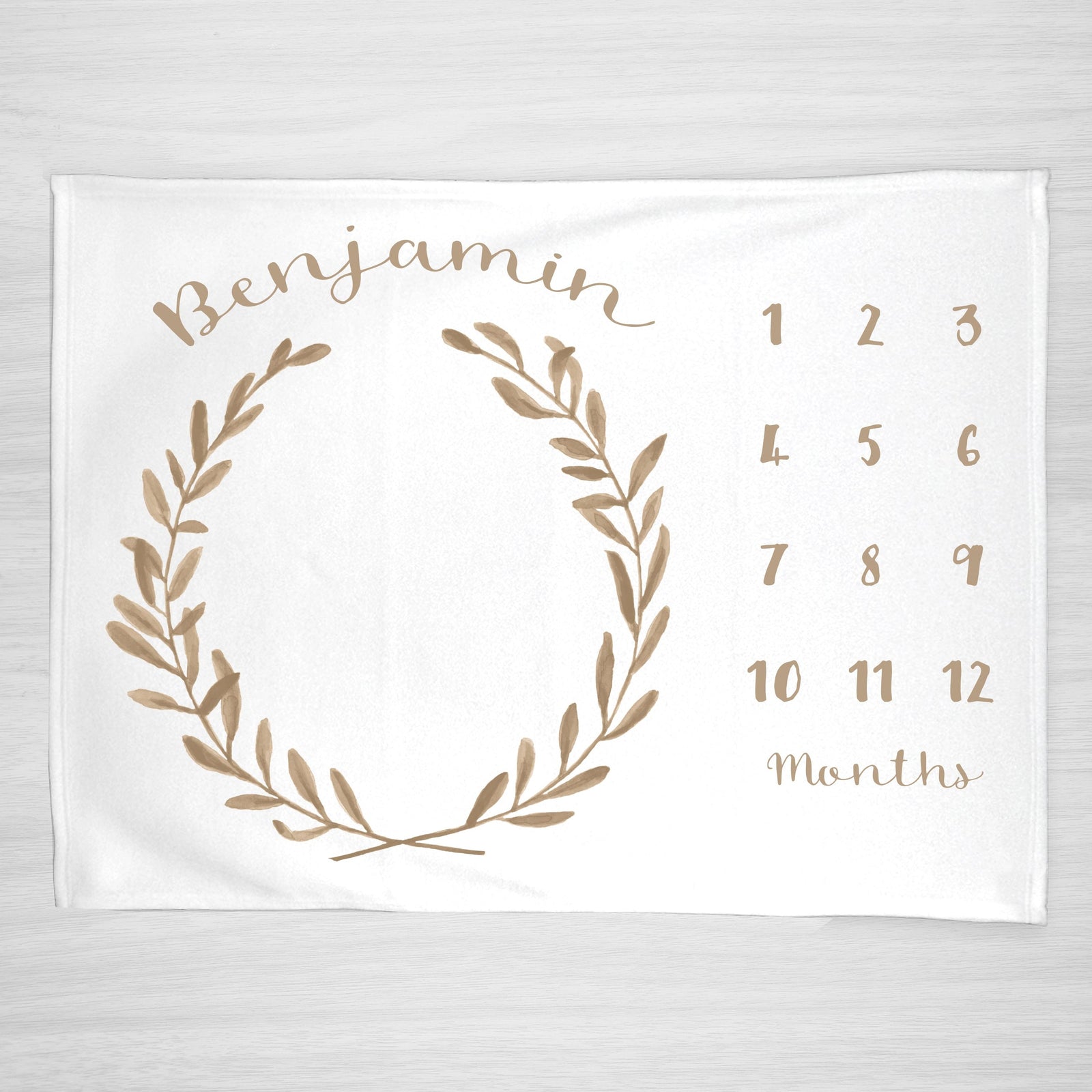 Beige Neutral Milestone Baby Blanket - good for boys or girls