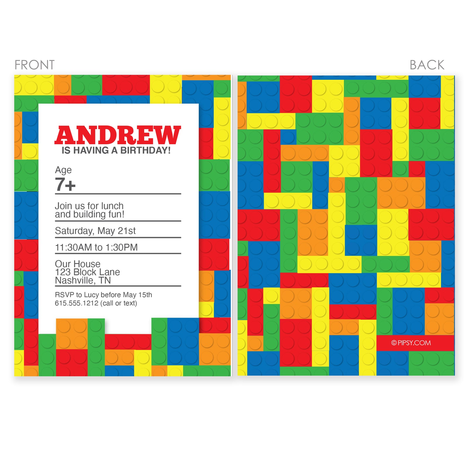 Building Block Toy Birthday Invitation, Pipsy.com