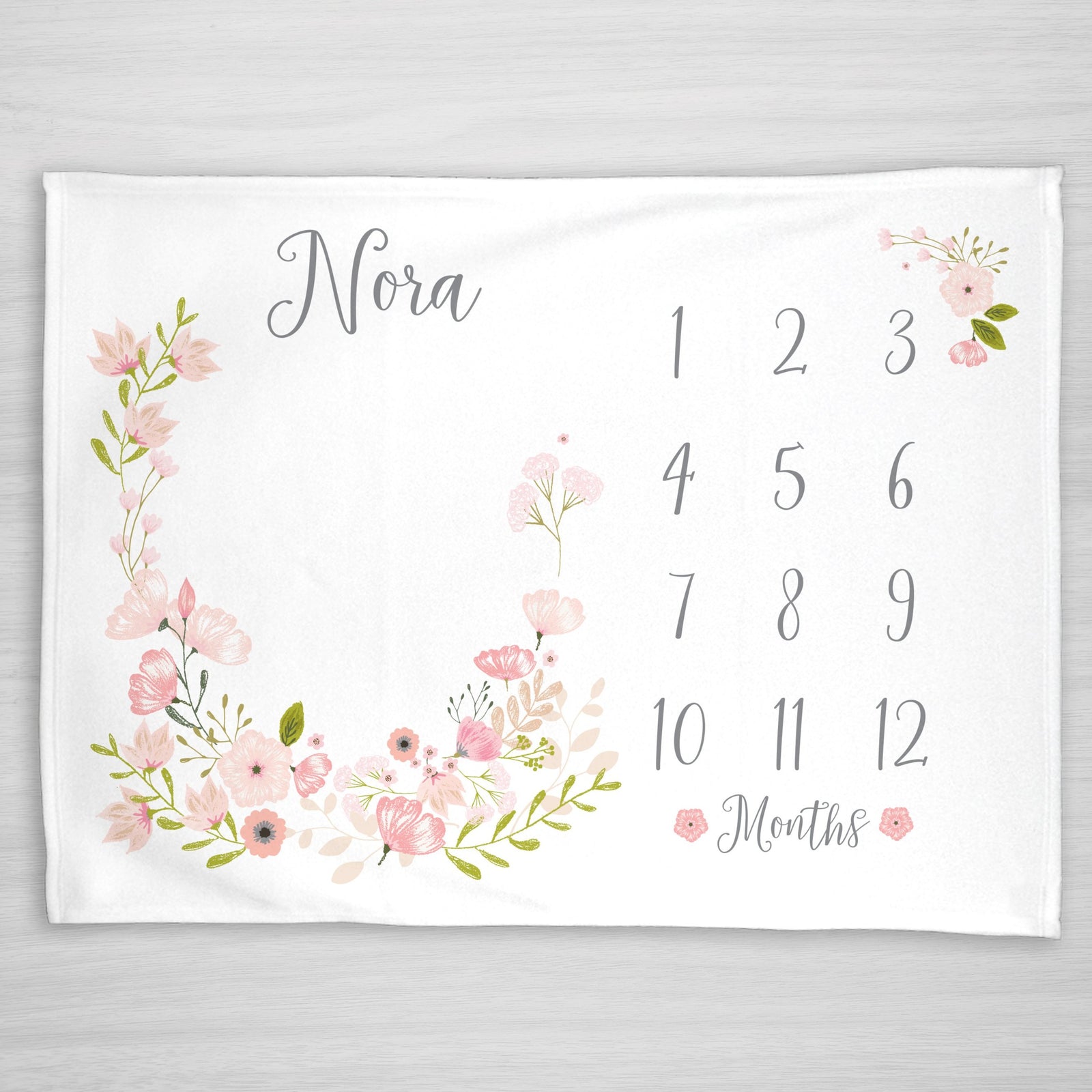 Pink Floral Girl Baby Milestone Blanket, Pipsy.com