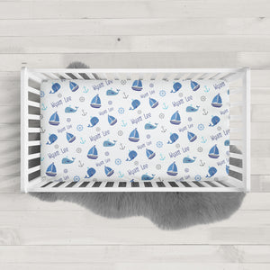 Boats and Whales personalized crib sheet | Pipsy.com